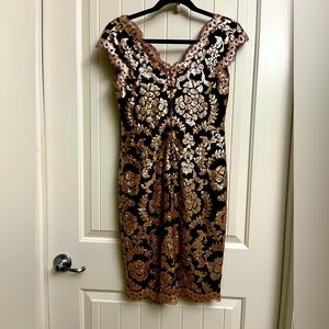Tadashi Shoji Petite Rose Shimmer Floral Cocktail Dress, size 6P